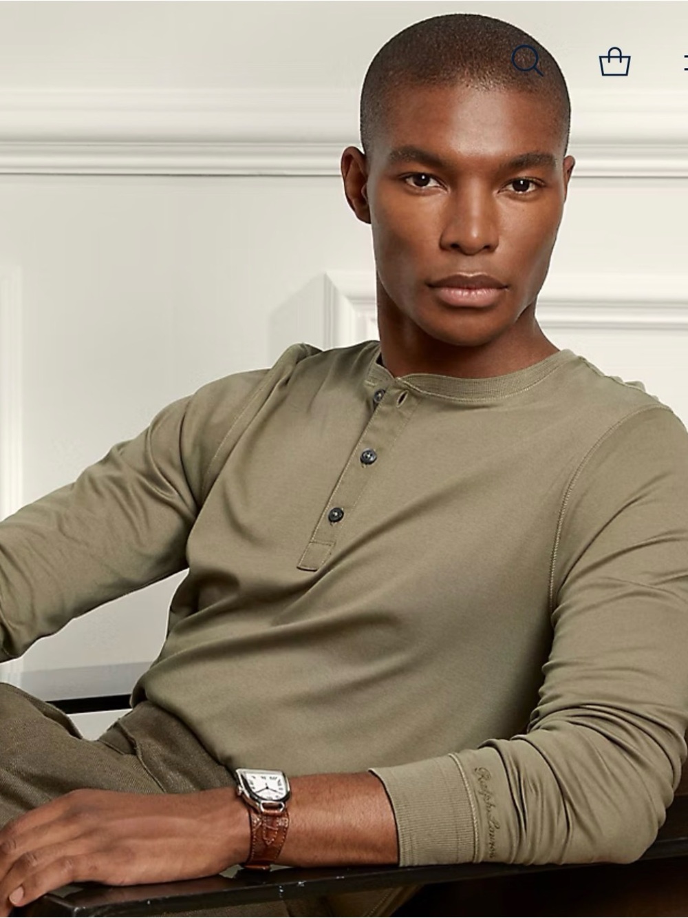 Indigo Long-Sleeve Henley in Olive